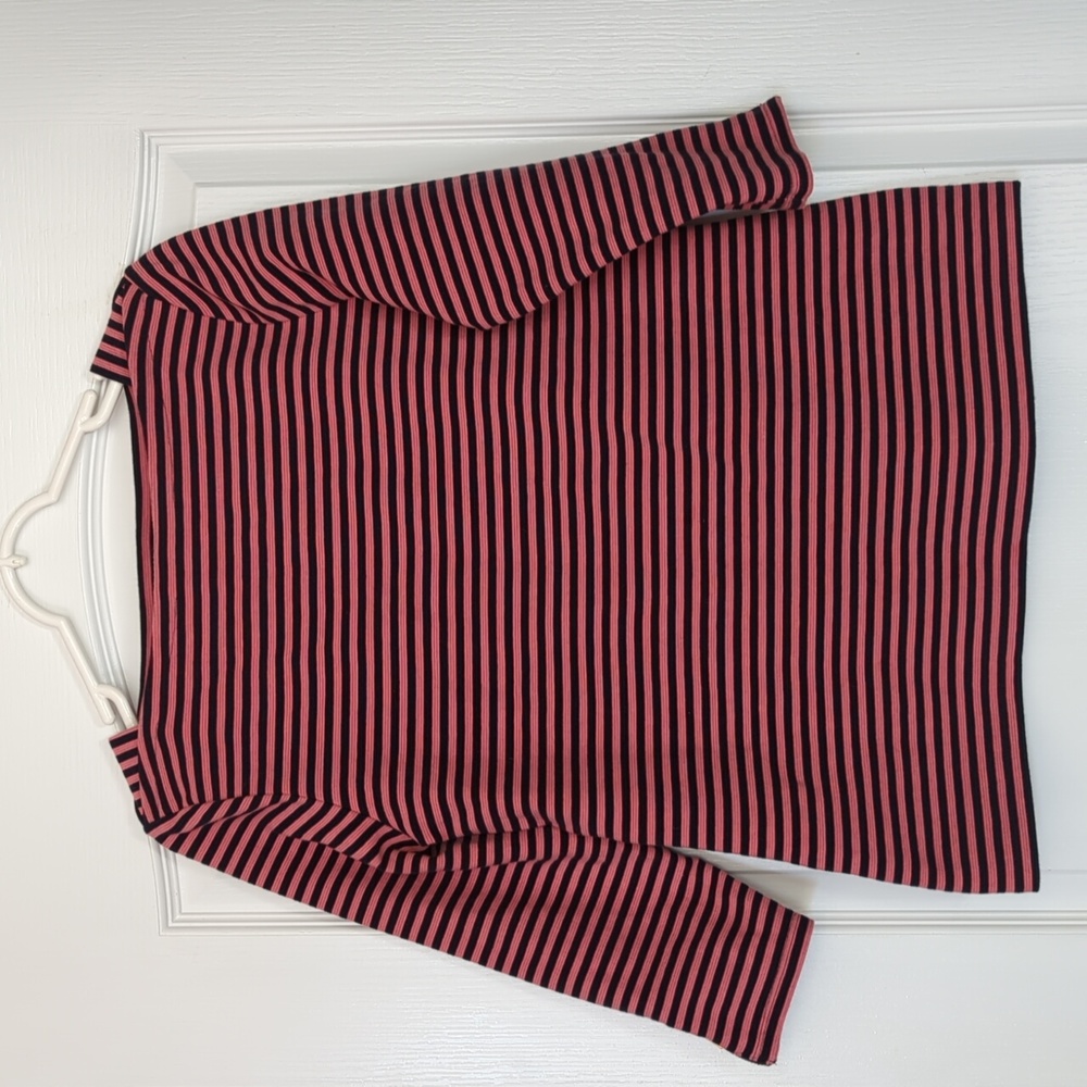 TALBOTS Women's Shirt Sabrina Neckline Mid Sleeve Knit Cotton Size M